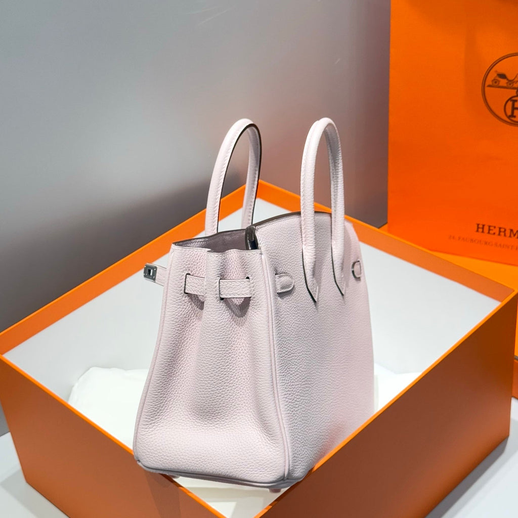 HERMES 25S MEDIUM BIRKIN 25 IN PINK BABY CALFSKIN SILVER HARDWARE